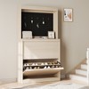 Shoe Cabinet with 2 Flip Drawers, Freestanding Shoe Storage with Pegboard, Wooden Shoe Organizer Cabinet, Hidden Shoe Rack for Hallway, Natural - 2 of 4