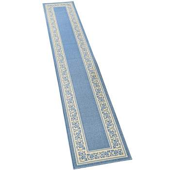 Collections Etc Extra Long Floral Skid-Resistant  Border Rug