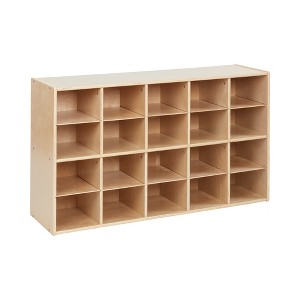 ECR4Kids Streamline 20 Cubby Tray Storage Cabinet, 4x5, Natural - 1 of 4