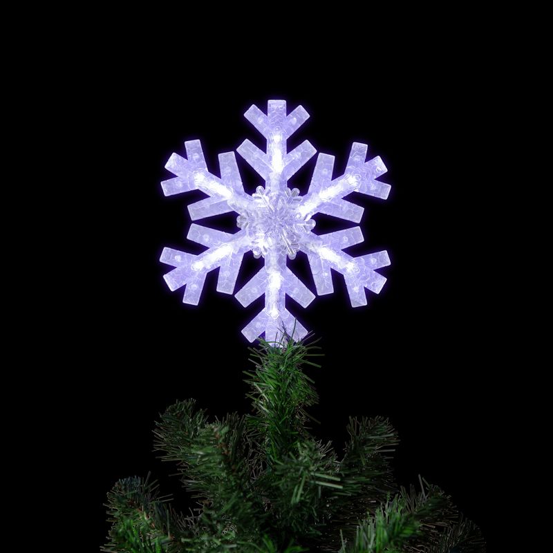 Northlight 14.75" LED Lighted Clip-On Snowflake Christmas Tree Topper, White Lights, 3 of 7