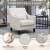 Modern Accent Armchair, Upholstered Comfy Corduroy Single Sofa Chair With Concave Armrests And Wood Legs - 3 of 4
