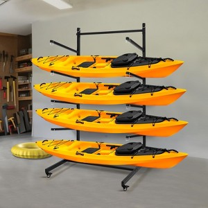 Kayak Storage Rack, Heavy Duty Kayak Racks for Outdoor Storage, Freestanding Kayak Storage Rack with Wheels for Kayaks, Canoes - 1 of 4
