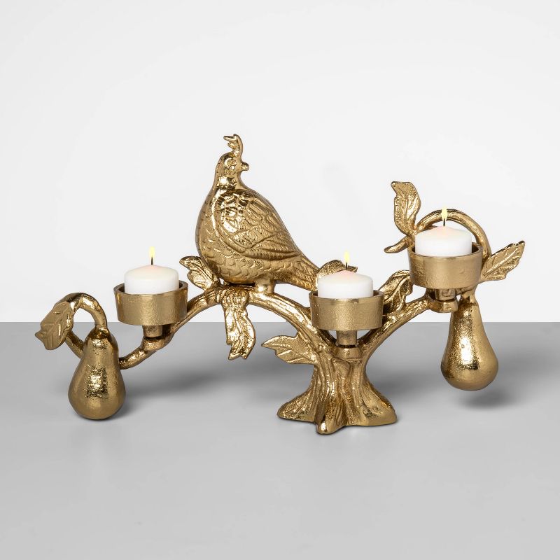 13&#34; x 7.4&#34; Brass Partridge Three Votive Candle Holder Gold - Opalhouse&#8482;, 2 of 3