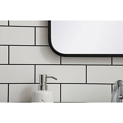 Black Modern Rectangular Wood Vanity Mirror 18x36 Inch