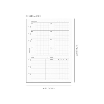 Cloth & Paper Weekly Admin Planner Inserts Monday Start