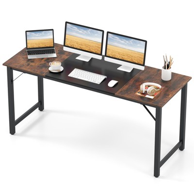 Tangkula 63" Computer Desk Modern Industrial Office Desk w/ Metal Frame & Large Executive Desk
