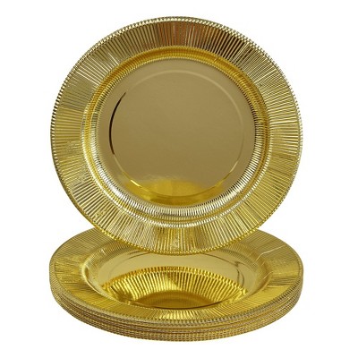 Silver Spoons Heavy Duty Disposable Plates - Paper Plates - Metallic Party Plates - Ruffled Collection