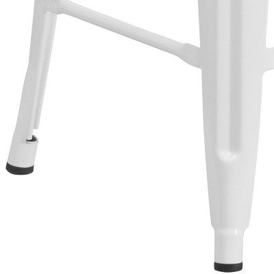 24" High Backless White Metal Indoor-Outdoor Counter Stool