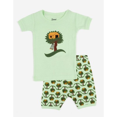 Leveret Toddler Two Piece Short Sleeve Cotton Pajamas - Green 3 Year