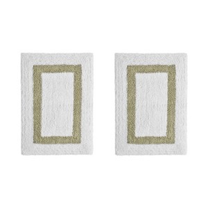 Hotel 2 PC Bath Rug 100% Premium Cotton Tufted Weave Two Tone Reversible Bathroom Rug, Super Soft Absorbent, Machine Washable Bath Mat - 1 of 4