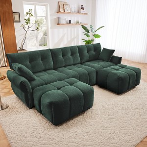 Oversized 110.2" Chenille Modular U-Shaped Sectional Sofa with High-Resilience Cushions and 2 Ottomans, 5-Piece Free combination Sofa - 1 of 4