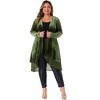 Agnes Orinda Women's Plus Size Velvet Layered Mesh Hem Open Front Long Sleeve Cardigans - 3 of 4