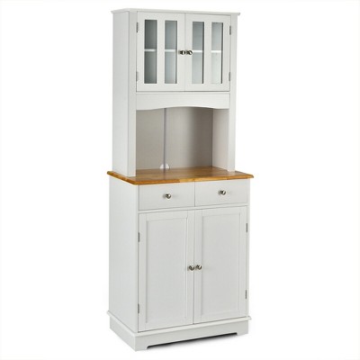 Costway Buffet Hutch Kitchen Storage Cabinet w/ Microwave Stand Storage Shelves