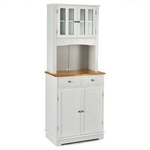 Costway Buffet Hutch Kitchen Storage Cabinet w/ Microwave Stand Storage Shelves - 1 of 4