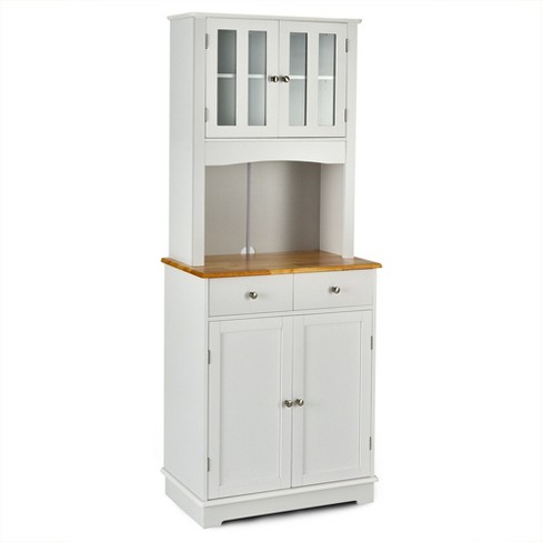 Costway 41 in. White Farmhouse Kitchen Pantry Storage Cabinet with