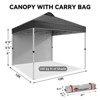 Canopy Tent 10x10 Ft, Pop Up Tent Canopy with 1 Sidewall, Instant Outdoor Tent with 4 Sand Bags, Adjustable Legs, Wheeled Carry - 3 of 4