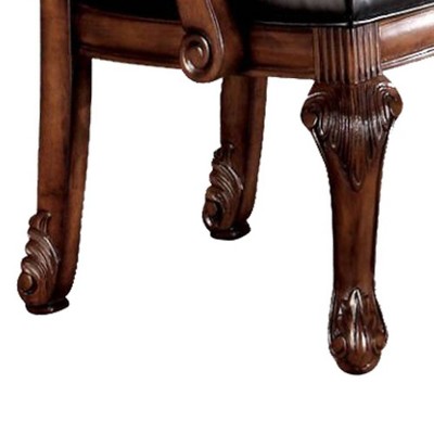Chateau De Ville Black Faux Leather and Cherry Wood Arm Chair