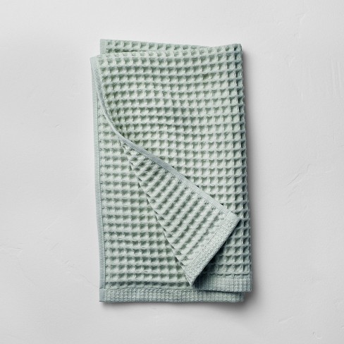 Old green waffle hand towel – Natural Cuddles