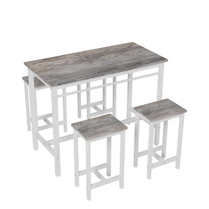 Oversart 5-piece modern kitchen table with four bar stools Bar table set 5PC,metal frame and MDF, white oak,47.5" L x 23.7" W x 35.5" H. - 1 of 4