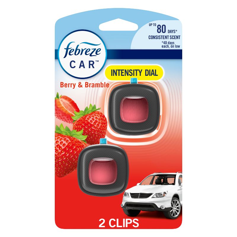 Febreze Car Air Freshener Vent Clip - Berry &#38; Bramble Scent - 0.13 fl oz/2pk, 1 of 12