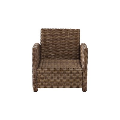 Bradenton Weathered Brown Wicker Armchair with Navy Cushions