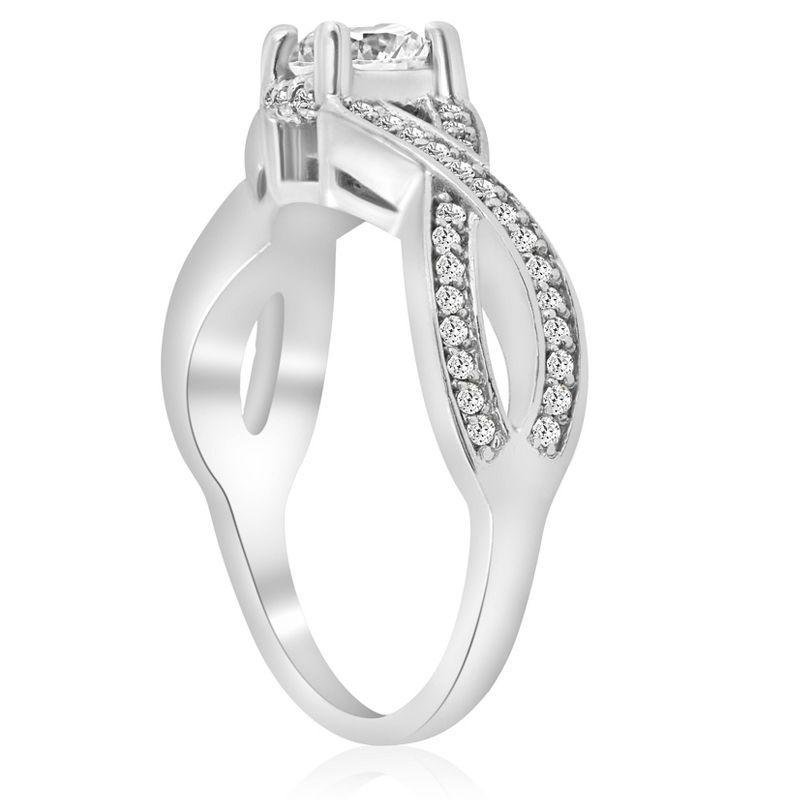 Pompeii3 1 ct Diamond Infinity Twist Engagement Ring 1/2ct Center Stone 14K White Gold, 2 of 6