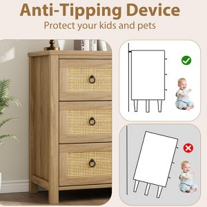 Rattan Dresser with Drawers, Natural Storage Cabinet & Chest Organizer for Bedroom and Living Room - 1 of 4