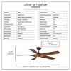 Urban Ambiance Luxury Transitional Ceiling Fan 14.25''H x 60''W,  Koa Woodgrain Finish,  Albany Collection, UHP9372 - 3 of 4