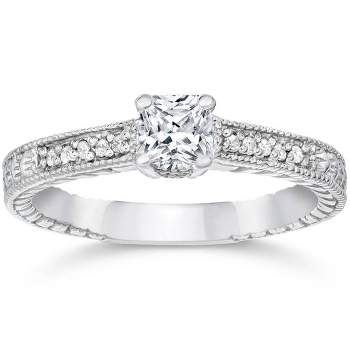 Pompeii3 1/3ct Princess Cut Diamond Engagement Ring 14K White Gold