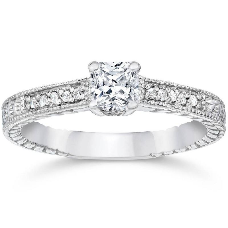 Pompeii3 1/3ct Princess Cut Diamond Engagement Ring 14K White Gold, 1 of 5