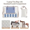 EcoSummer Lunch Tote Bag for Women 15.6" Work Tote with Insulated Compartment Laptop Briefcase with Wristlet, White＆Brown. - 4 of 4
