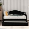 NicBex Twin Size Day Bed with Trundle Wooden Daybed Frame Trundle Bed Twin with Curved Backrest for Living Rooms - image 3 of 4