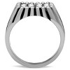 Slickblue Men’s Polished Stainless Steel Ring with Clear Crystal Cluster, Pave Design, Statement Ring, Sizes 8-13 - 3 of 4