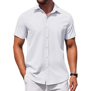 COOFANDY Men's Button Down Short Sleeve for Men Summer Business Casual Dress Shirt - 1 of 4
