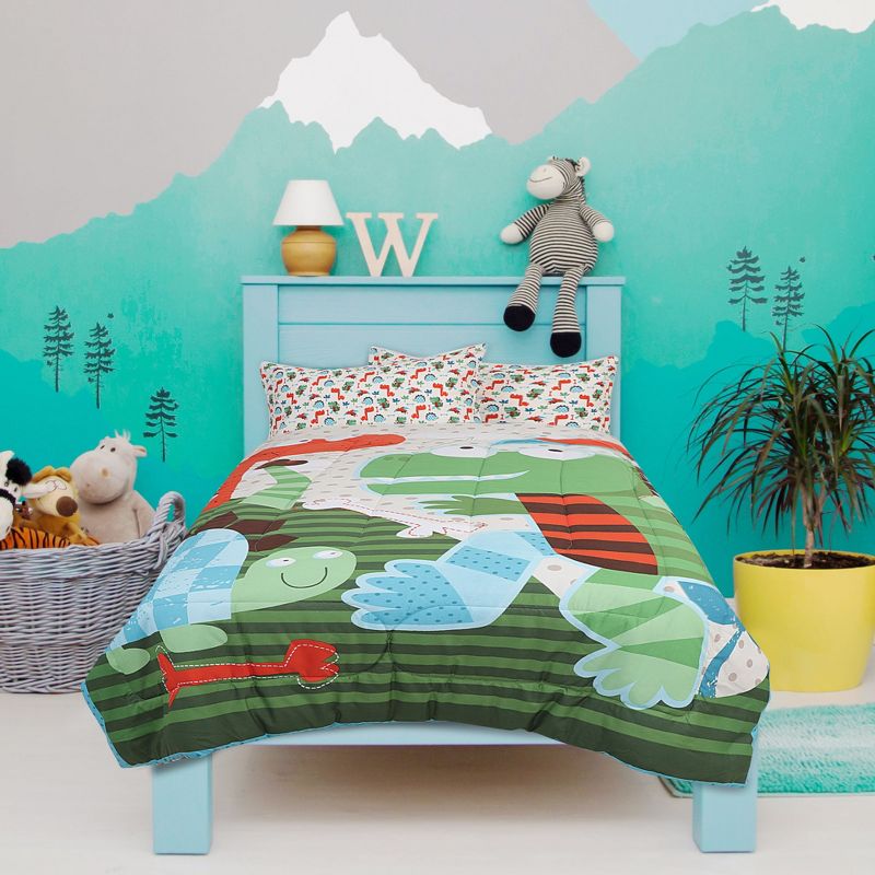 PiccoCasa Kids All Seasons Cute Dinosaur Pattern Comforter Set with 2 Pillowcases Multicolor Twin 3 Pcs, 3 of 6