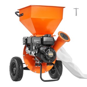 VEVOR Wood Chipper Shredder Mulcher, 7HP Heavy Duty Gas Powered Engine, 3” Max Diameter 212cc 4.1 kW, 4-Stroke 3-in-1 Woodchipper, Black&Orange - 1 of 4