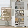 Bathroom Cabinet, Farmhouse Storage Cabinet w/ Glass Doors & Adjustable Shelves,Freestanding Kitchen Pantry Cabinet, Cupboard - 4 of 4