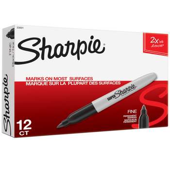 Sharpie Super Sharpie Permanent Markers, Fine Point, Black, Box of 12