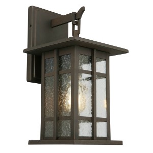 16" Arlington Creek Outdoor Wall Lantern, Seedy Glass, Matte Bronze - EGLO: ETL Listed, Steel Body - 1 of 4