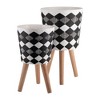 Maggift Planters Diamond Checkered Flower Pot with Wood Legs, Decorative Plant Pots for Living Room, Garden, Balcony, Home Decor, Black 19"*19"*19" - 2 of 4