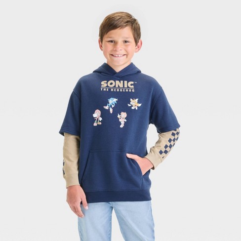 Boys' Sonic the Hedgehog Pullover Sweatshirt - Navy Blue XS