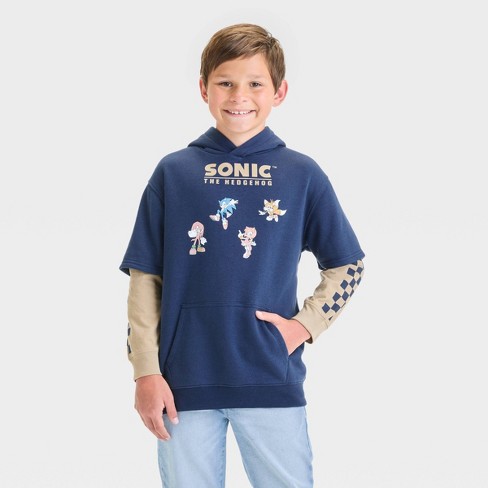 Boys Sonic the Hedgehog Pullover Sweatshirt Navy Blue XS