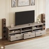 EcoSummer TV Stand for 75" TVs, Mid-Century Modern Entertainment Center with Drawers & Open Shelves, Grey Media Console - 3 of 4