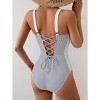 Eomenie Women's Tummy Control One Piece Swimsuit Slimming Lace Up Back Bathing Suit V Neck Swimwear - 3 of 3