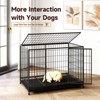 XBRIGH 42/38 Inch Dog Crates for Meidum Small Dogs Folding Metal Wire Cages Dog Kennels Pet Cage with Double-Door, Removable Tray White - 2 of 4