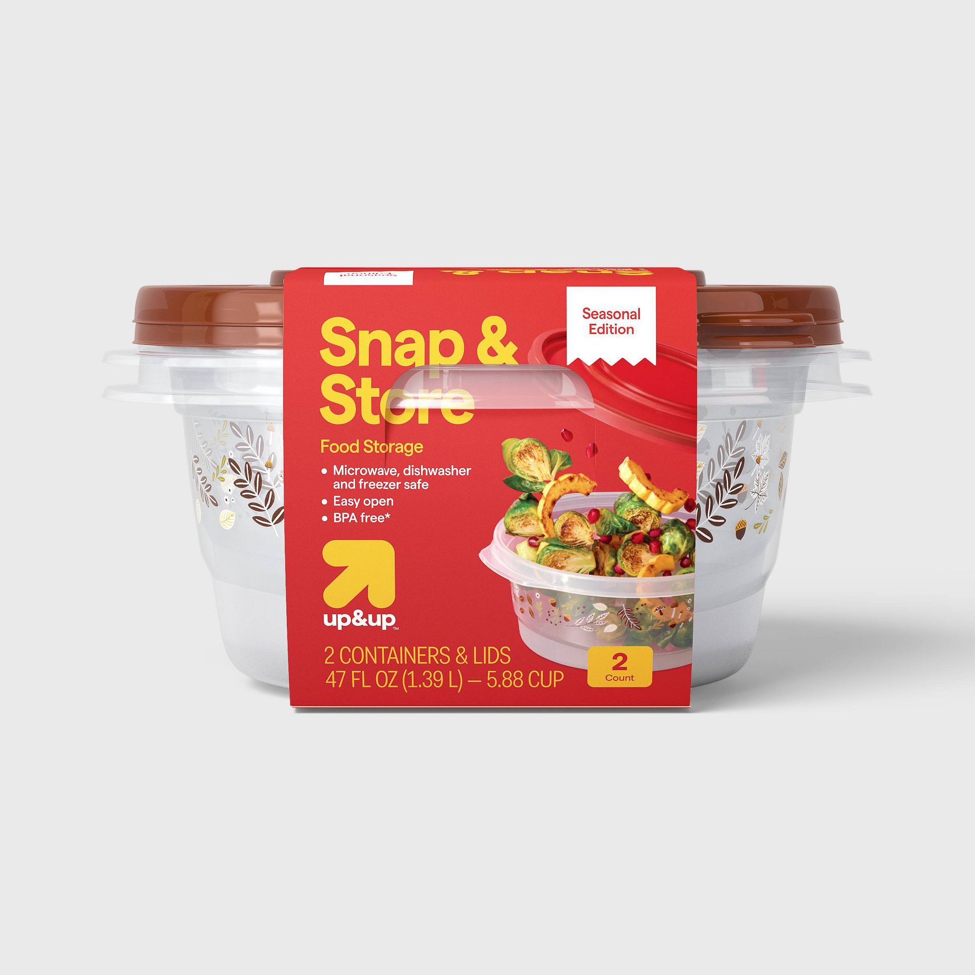 Fall Round Food Storage Containers - 2pk - 47oz/5.8cup - up&up™