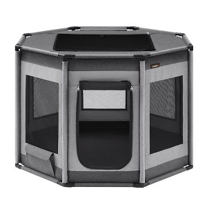 Feandrea Dog Playpen, Oxford Fabric Dog Fence, Octagon Dog Crate, XL, 44.1 x 44.1 x 30 Inches, Dove Gray and Slate Gray - 1 of 4