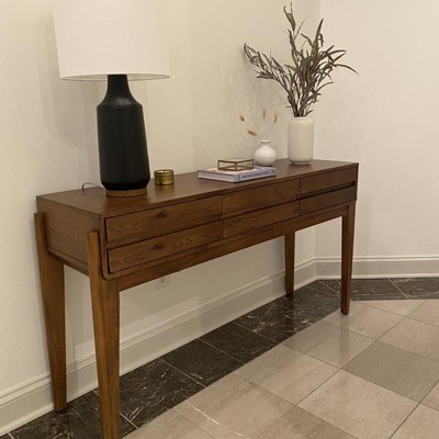 Herriman Wooden Console Table With Drawers Natural - Threshold ...