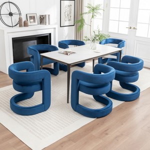 SEYNAR Modern Velvet E-Shaped Open Back Dining chair Set of 6 - 1 of 4