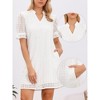 INSPIRE CHIC Women's Short Sleeve Summer V Neck Ruffle Hollow Out Eyelet Lace A-Line Mini Dresses - 2 of 4